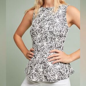 Anthropologie Vanessa Virginia Petra Jacquard Peplum Top Size Small NWT